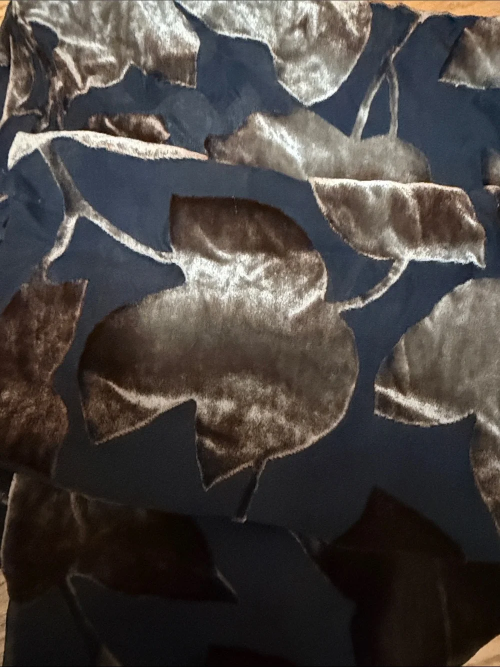 Vintage Gold Foil Leaf Pattern Scarf Wrap | Double Sided Two-Ply burnout velvet